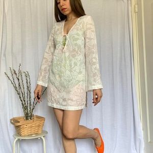 White Burnout White Floral Tunic